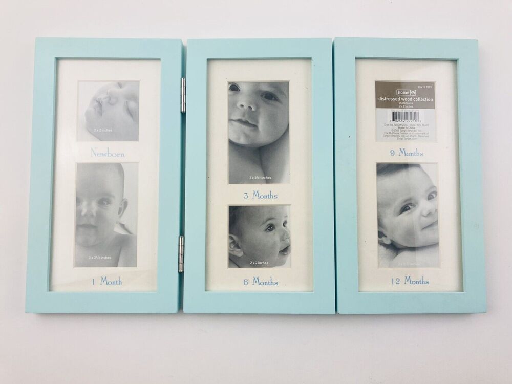Blue Baby First Year Picture Frame Trifold Hinged 6 Photos Months Target Home Ma